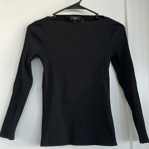 Theory ribbed black long sleeve top